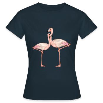 Flamingo Pärchen comic - Frauen T-Shirt - Navy - Vorne - AI Model Female 172 dark (172cm)