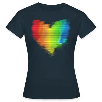 coeur, arc-en-ciel, peinture,coloré,flou - T-shirt Femme - marine - Devant - AI Model Female 172 dark (172cm)