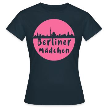 berlin, skyline, kreis, scherenschnitt,berlinerin - Frauen T-Shirt - Navy - Vorne - AI Model Female 172 dark (172cm)