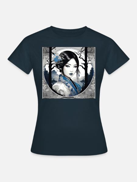 manga,anime,gothic,blaue augen,ornament - Frauen T-Shirt - Navy