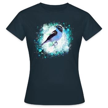 oiseau, dessin, peinture,meise,aquarelle,vert,bleu - T-shirt Femme - marine - Devant - AI Model Female 172 dark (172cm)