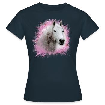 pferd ,schimmel ,graffiti , malerei,weisses pferd, - Frauen T-Shirt - Navy - Vorne - AI Model Female 172 dark (172cm)