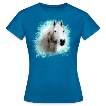 pferd ,schimmel ,graffiti , malerei,weisses pferd, - Frauen T-Shirt - Antikblaues Saphir meliert - Vorne - AI Model Female 172 dark (172cm)