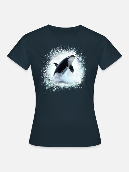 wal,fish,painting,graffiti,blue,sea,killer whale - Women's T-Shirt - navy