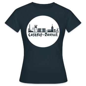 castrop-rauxel, skyline, cercle, coupe aux ciseaux, blanc - T-shirt Femme - marine - Devant - AI Model Female 172 dark (172cm)