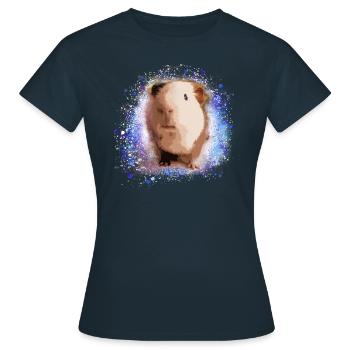 cochon d’Inde, graffiti, peinture, vert, bleu - T-shirt Femme - marine - Devant - AI Model Female 172 dark (172cm)