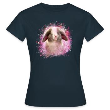 rabbit, rabbit, blue, graffiti, painting, - Women's T-Shirt - navy - Front - AI Model Female 172 dark (172cm)