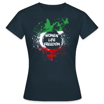 women life freedom,iran,woman-life-freedom - Frauen T-Shirt - Navy - Vorne - AI Model Female 172 dark (172cm)