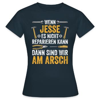 Lustiges Jesse Handwerker Heimwerker Sprüche - Frauen T-Shirt - Navy - Vorne - AI Model Female 172 dark (172cm)