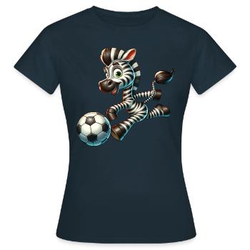 Zebra Fußballer - Stilvoll auf dem Fußballfeld. - Frauen T-Shirt - Navy - Vorne - AI Model Female 172 dark (172cm)