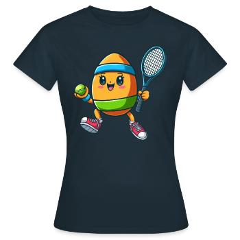 Osterei-Tennis, Tennisspieler Osterfest - Frauen T-Shirt - Navy - Vorne - AI Model Female 172 dark (172cm)
