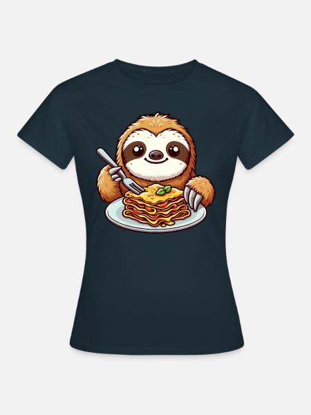 Faultier-Liebt-Pasta Italienische-Lasagne - Frauen T-Shirt - Navy