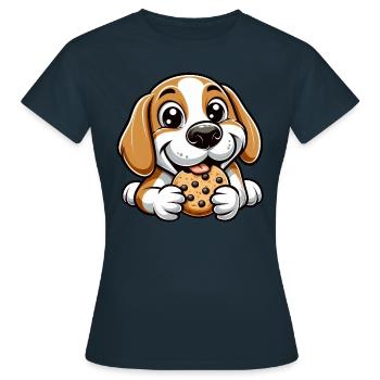 Beagle Hund Cookie Nachtisch Süßigkeiten - Frauen T-Shirt - Navy - Vorne - AI Model Female 172 dark (172cm)