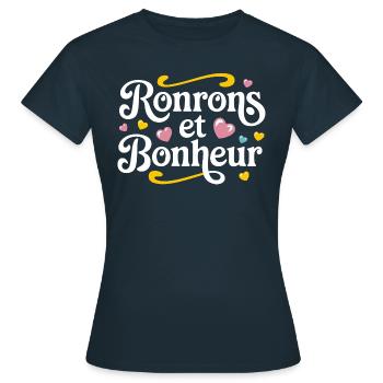 Ronrons et bonheur - T-shirt Femme - marine - Devant - AI Model Female 172 dark (172cm)