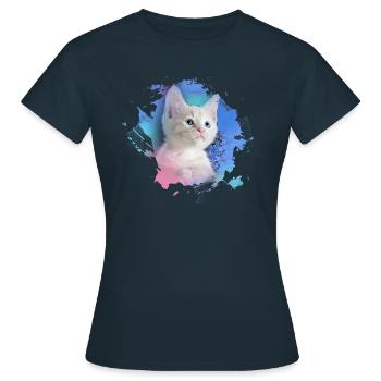 chaton, chaton, chaton, graffiti, peinture, rose - T-shirt Femme - marine - Devant - AI Model Female 172 dark (172cm)