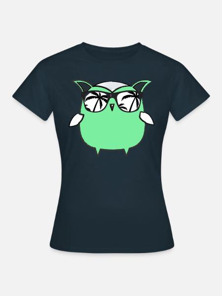 Eule, Comic, nerd, mint,urlaub,palmen,sonnenbrille - Frauen T-Shirt - Navy