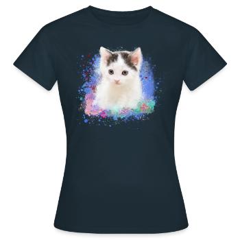 chaton, chaton, chaton, graffiti, peinture - T-shirt Femme - marine - Devant - AI Model Female 172 dark (172cm)