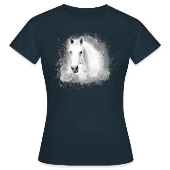 Schimmel, Pferd,weisses Pferd, Graffiti,haflinger - Frauen T-Shirt - Navy - Vorne - AI Model Female 172 dark (172cm)