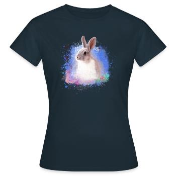 rabbit, rabbit, blue, graffiti, painting, - Women's T-Shirt - navy - Front - AI Model Female 172 dark (172cm)
