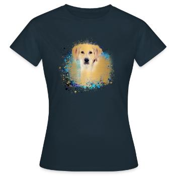 Labrador,Chien,Peinture,Golden Retriever,Or - T-shirt Femme - marine - Devant - AI Model Female 172 dark (172cm)