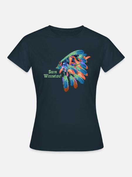 save winnetou,winnetou,indianer,Federn,Häuptling - Frauen T-Shirt - Navy