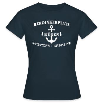 Herzankerplatz - Rügen - Frauen T-Shirt - Navy - Vorne - AI Model Female 172 dark (172cm)