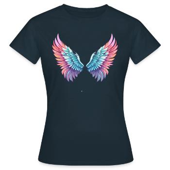 angelwings,engelsflügel,graffiti,malerei,bunt - Frauen T-Shirt - Navy - Vorne - AI Model Female 172 dark (172cm)