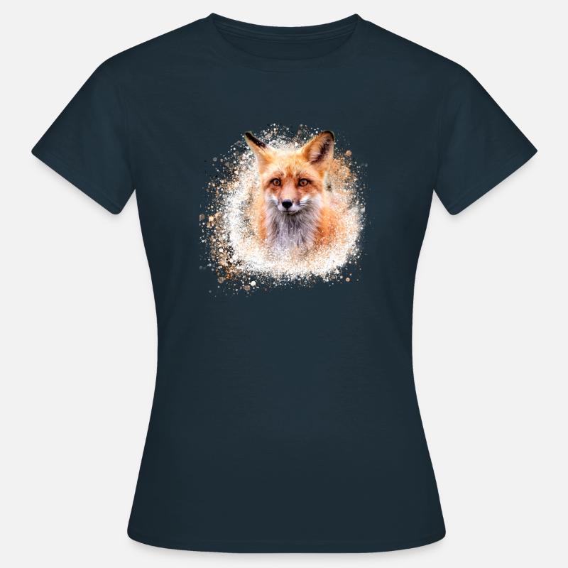 fuchs ,Graffiti, Malerei,fuchs ,aquarell,braun - Frauen T-Shirt - Navy