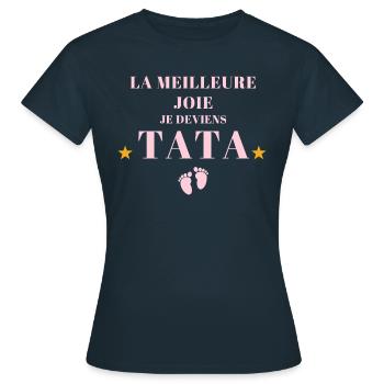 La meilleure joie Je deviens tata - T-shirt Femme - marine - Devant - AI Model Female 172 dark (172cm)