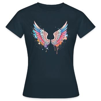 angelwings,engelsflügel,graffiti,malerei,bunt - Frauen T-Shirt - Navy - Vorne - AI Model Female 172 dark (172cm)