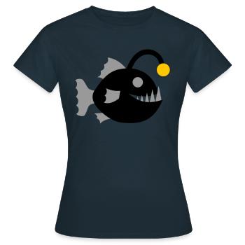 Poisson-grenouille Poisson Lanterne Graphique Mer profonde - T-shirt Femme - marine - Devant - AI Model Female 172 dark (172cm)