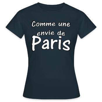 Comme une envie de Paris - T-shirt Femme - marine - Devant - AI Model Female 172 dark (172cm)