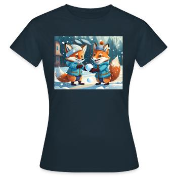 mignon petit renard démon vie quotidienne - jouer - T-shirt Femme - marine - Devant - AI Model Female 172 dark (172cm)