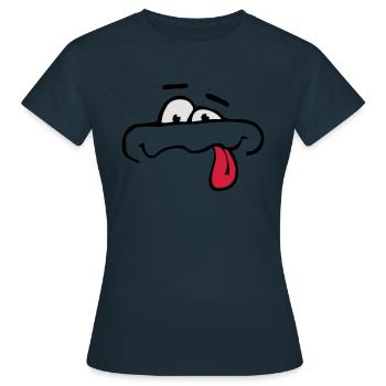 Drôle de bande dessinée Visage Langue Sortir - T-shirt Femme - marine - Devant - AI Model Female 172 dark (172cm)