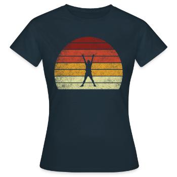 Pound Fitness Workout Retro Sunset - Women's T-Shirt - navy - Front - AI Model Female 172 dark (172cm)