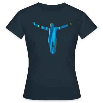 jump,cliffhanger,jumper,graffiti,blue - Women's T-Shirt - navy - Front - AI Model Female 172 dark (172cm)