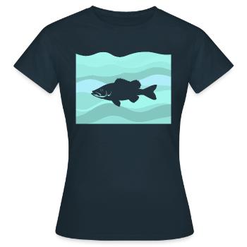 Fischen Angelrute Barsch - Frauen T-Shirt - Navy - Vorne - AI Model Female 172 dark (172cm)