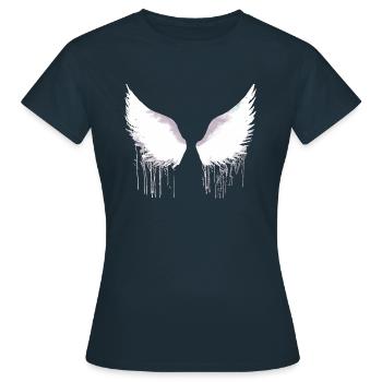 Flügel,angelwings, engelsflügel,weiss, graffiti - Frauen T-Shirt - Navy - Vorne - AI Model Female 172 dark (172cm)