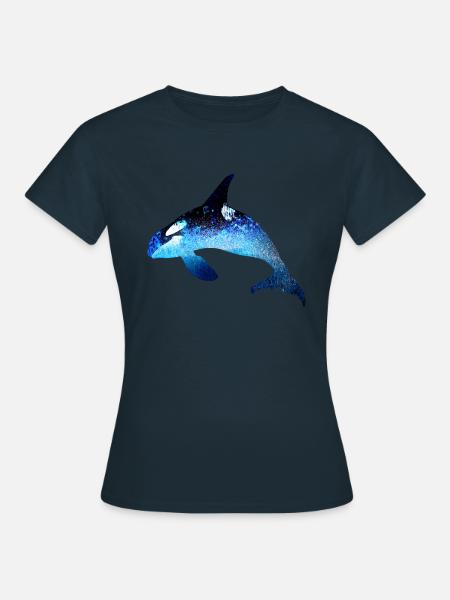 wal,blau,fisch,malerei,kunst,blau,meer - Frauen T-Shirt - Navy