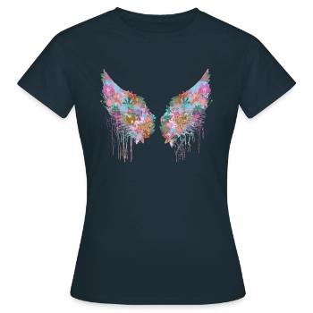 ailes d’ange, ailes, colorées, ailes d’ange, fleurs - T-shirt Femme - marine - Devant - AI Model Female 172 dark (172cm)