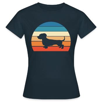 Dackel Dachshund Retro Hund - Frauen T-Shirt - Navy - Vorne - AI Model Female 172 dark (172cm)