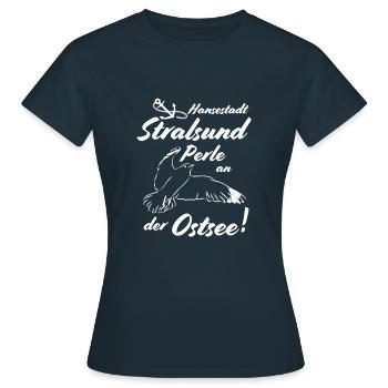 Stralsund, ville hanséatique perle de la mer Baltique - T-shirt Femme - marine - Devant - AI Model Female 172 dark (172cm)
