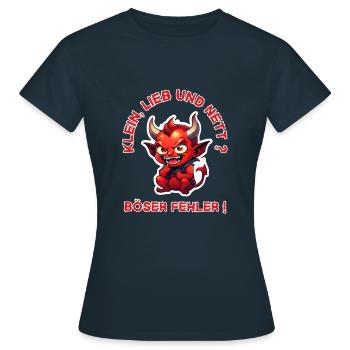Petit, doux et agréable ? Mauvaise erreur ! petit diable - T-shirt Femme - marine - Devant - AI Model Female 172 dark (172cm)