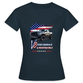 Pick Up Truck - Leistung & Unzerstörbar - Pick Up - Frauen T-Shirt - Navy - Vorne - AI Model Female 172 dark (172cm)