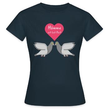 ruhrpott taube,ruhrpott flamingo,ruhrpott,liebe - Frauen T-Shirt - Navy - Vorne - AI Model Female 172 dark (172cm)