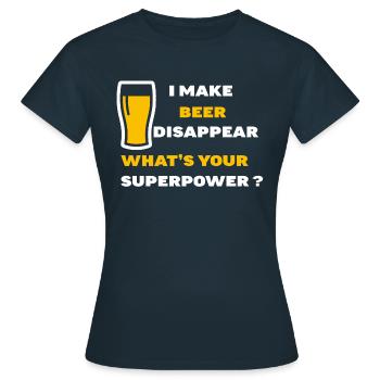 Super Pouvoirs - Bière - T-shirt Femme - marine - Devant - AI Model Female 172 dark (172cm)