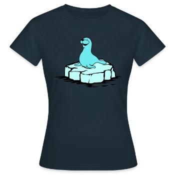 Seehund - Frauen T-Shirt - Navy - Vorne - AI Model Female 172 dark (172cm)