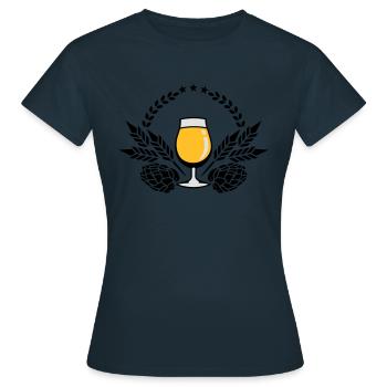 Pils Biertulpe, Hopfen und Malz (3c) - Frauen T-Shirt - Navy - Vorne - AI Model Female 172 dark (172cm)
