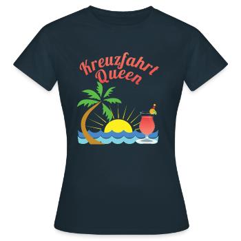 Cruise queen palm sea sun gift - Women's T-Shirt - navy - Front - AI Model Female 172 dark (172cm)