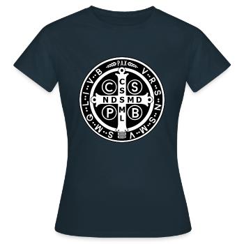 Médaille de Saint Benoît de Nursie - T-shirt Femme - marine - Devant - AI Model Female 172 dark (172cm)